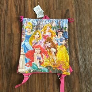 4/$45 Disney Princess Drawstring Bag Pink Ariel Belle Cinderella Snow White